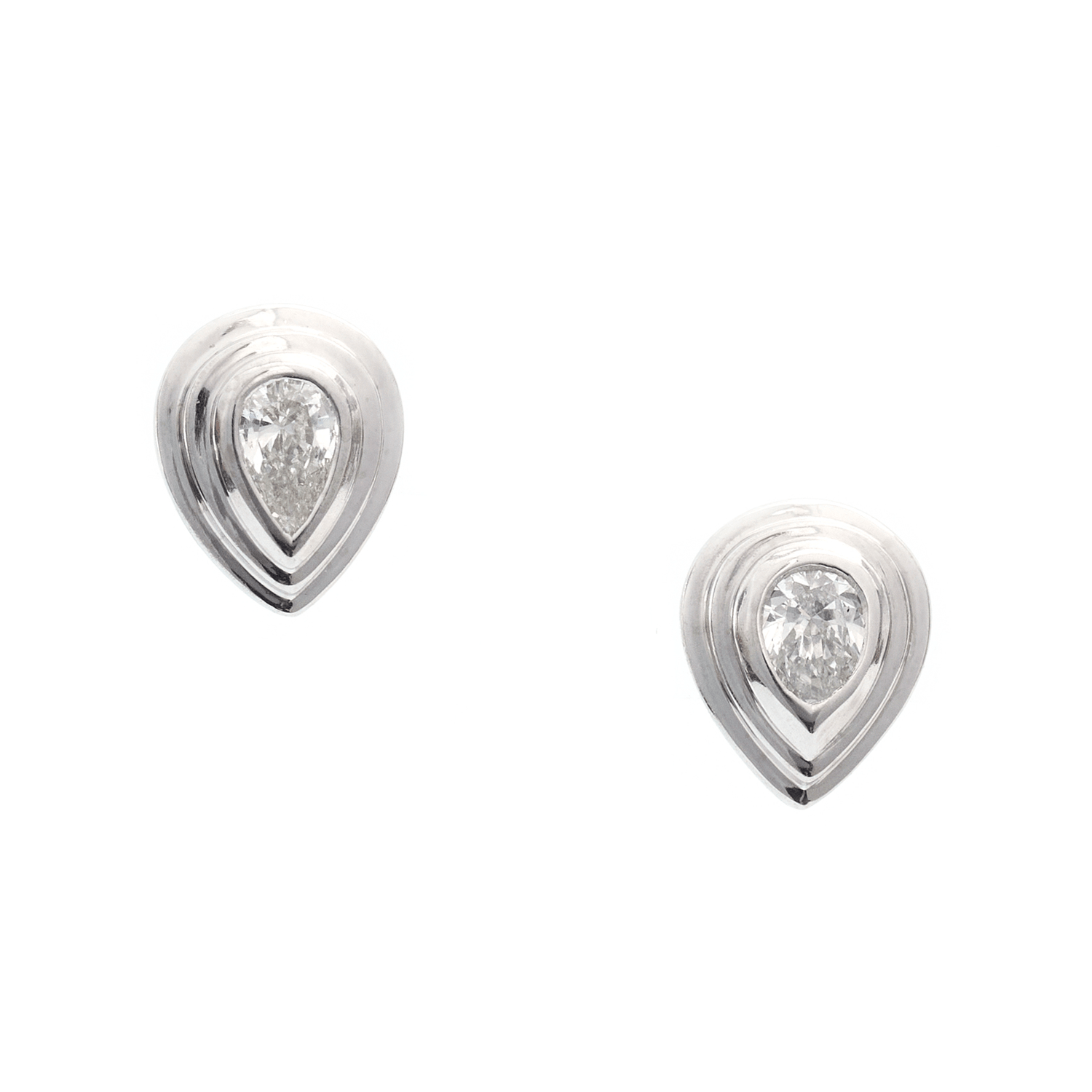 Platinum Diamond Frame Earrings PT900 Handmade Fine Jewelry