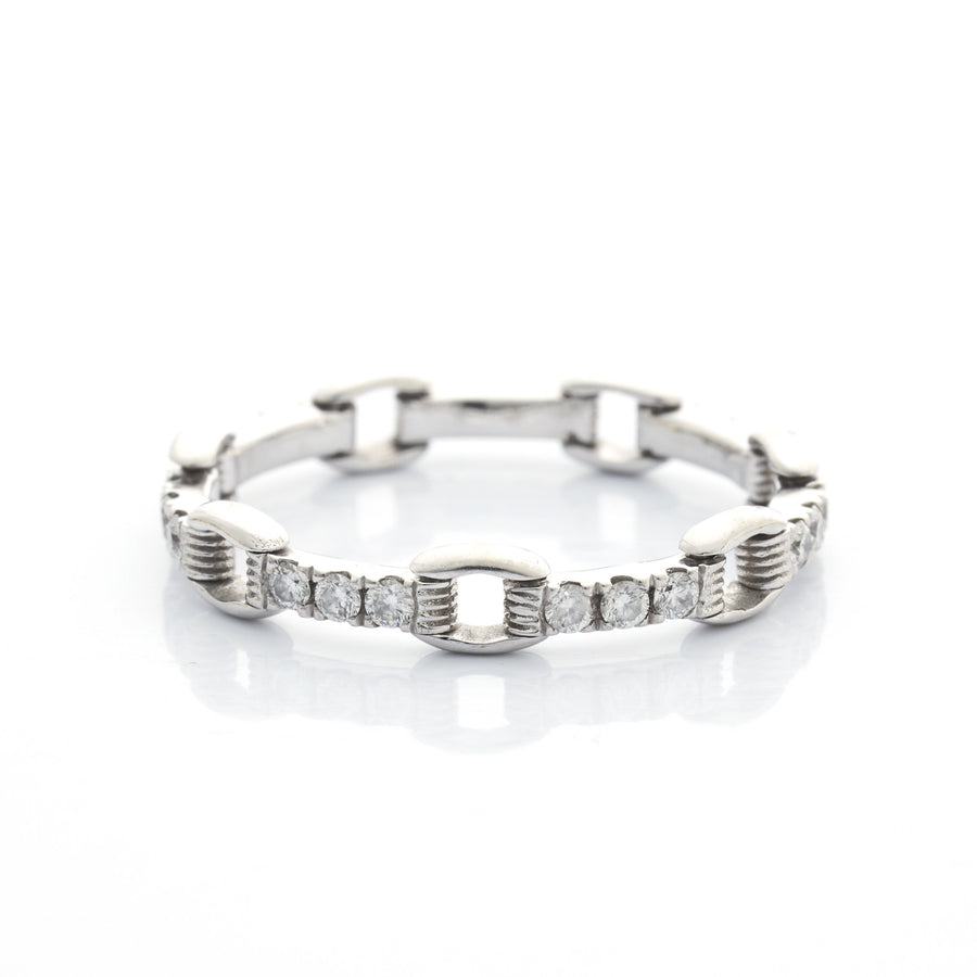 Platinum Diamond Links Chain Ring