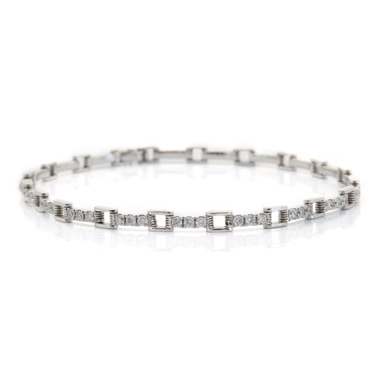 Platinum Diamond Links Tennis Bracelet stackable design