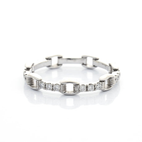 Platinum Diamond Links Tennis Chain Ring pt950 Stackable ring