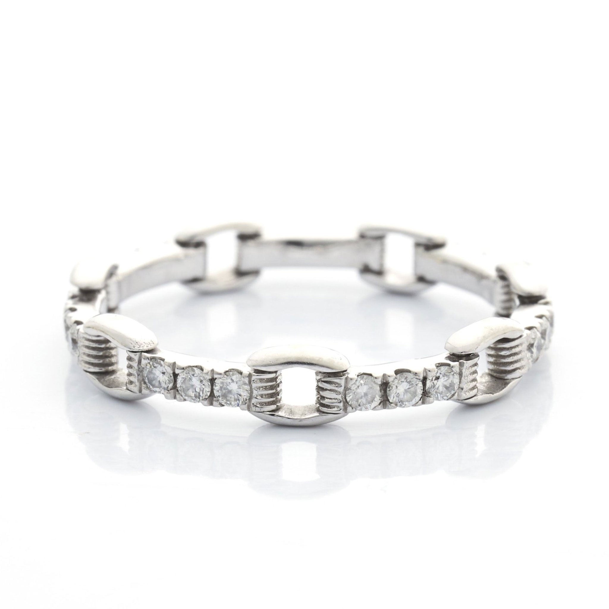 Platinum Diamond Links Tennis Chain Ring – YI COLLECTION