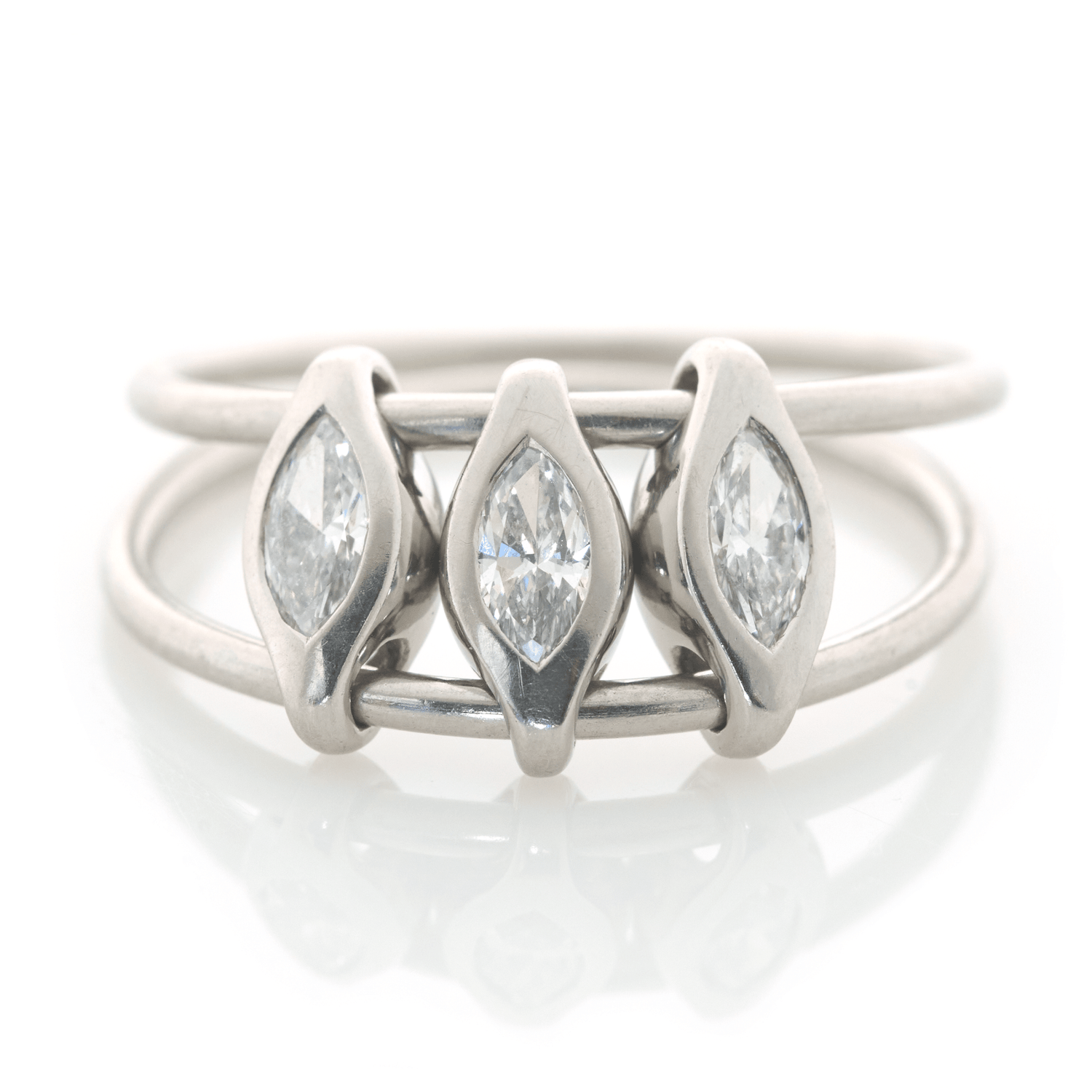 Platinum Diamond Marquise Orbit Ring PT900 Stackable ring
