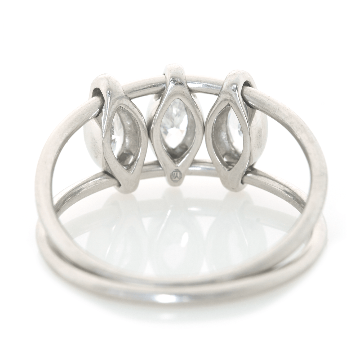 Platinum Diamond Marquise Orbit Ring PT900 Stackable ring back view