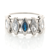 Platinum Diamond & Sapphire Marquise Orbit Ring PT900 Stackable ring