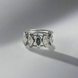 Platinum Diamond & Sapphire Marquise Orbit Ring PT900 Stackable ring  