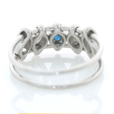 Platinum Diamond & Sapphire Marquise Orbit Ring PT900 Stackable ring back view