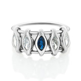 Platinum Diamond & Sapphire Marquise Orbit Ring Stackable ring