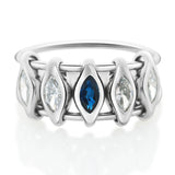 Platinum Diamond & Sapphire Marquise Orbit Ring