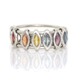 Platinum Rainbow Sapphire Marquise Orbit Ring PT900 Stackable ring