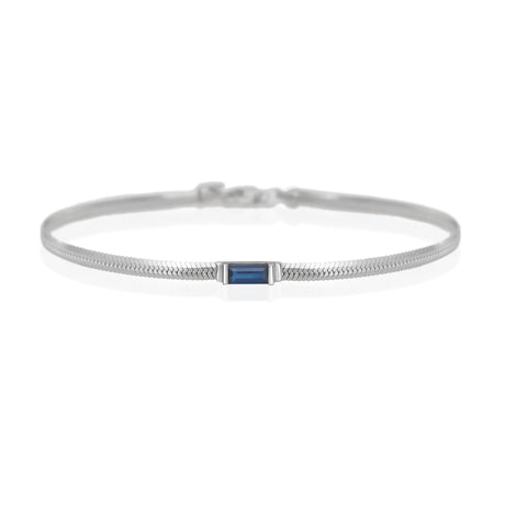  Platinum Sapphire Herringbone Bracelet PT900 Stackable design 