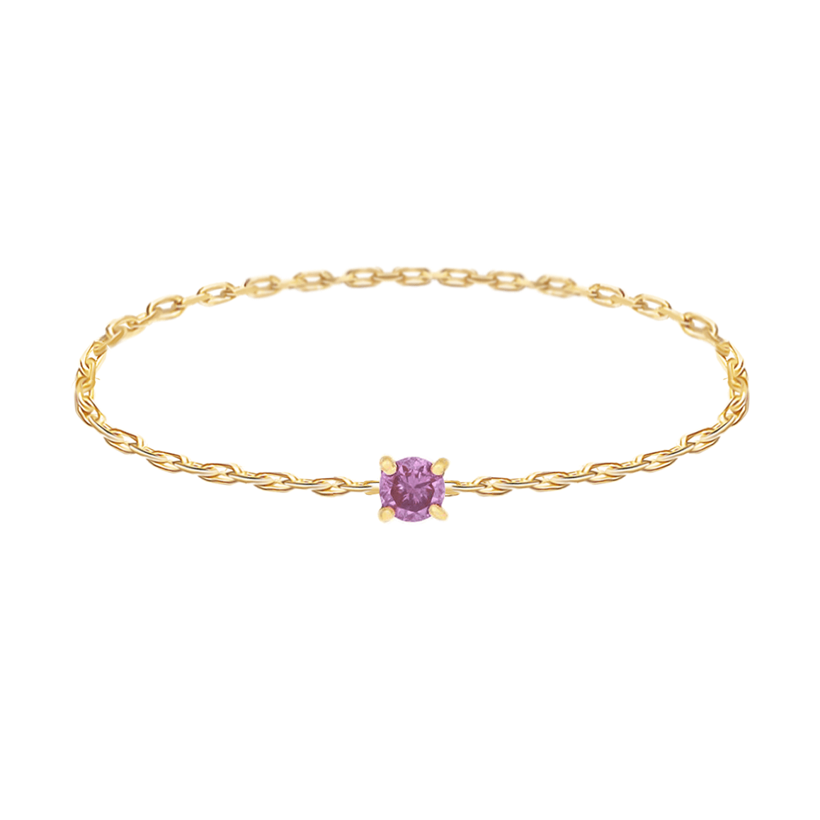 Purple Pink Diamond Dot Chain Ring 18k gold Stackable ring