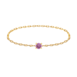Purple Pink Diamond Dot Chain Ring 18k gold Stackable ring