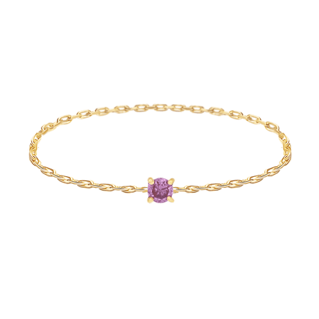 Purple Pink Diamond Dot Chain Ring 18k gold Stackable ring