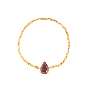 Purple Pink Diamond pear Chain Ring