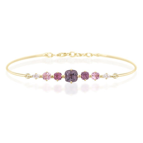 Purple & Pink Spinel Diamond Compass Bangle YG14K Stackable design