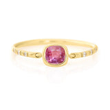 Purple Pink Spinel Petite Circle Diamond Ring 18K gold engagement ring