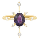 Purple Sapphire Starburst Ring  18K engagement ring