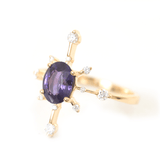 Purple Sapphire Starburst Ring  18K engagement ring 1