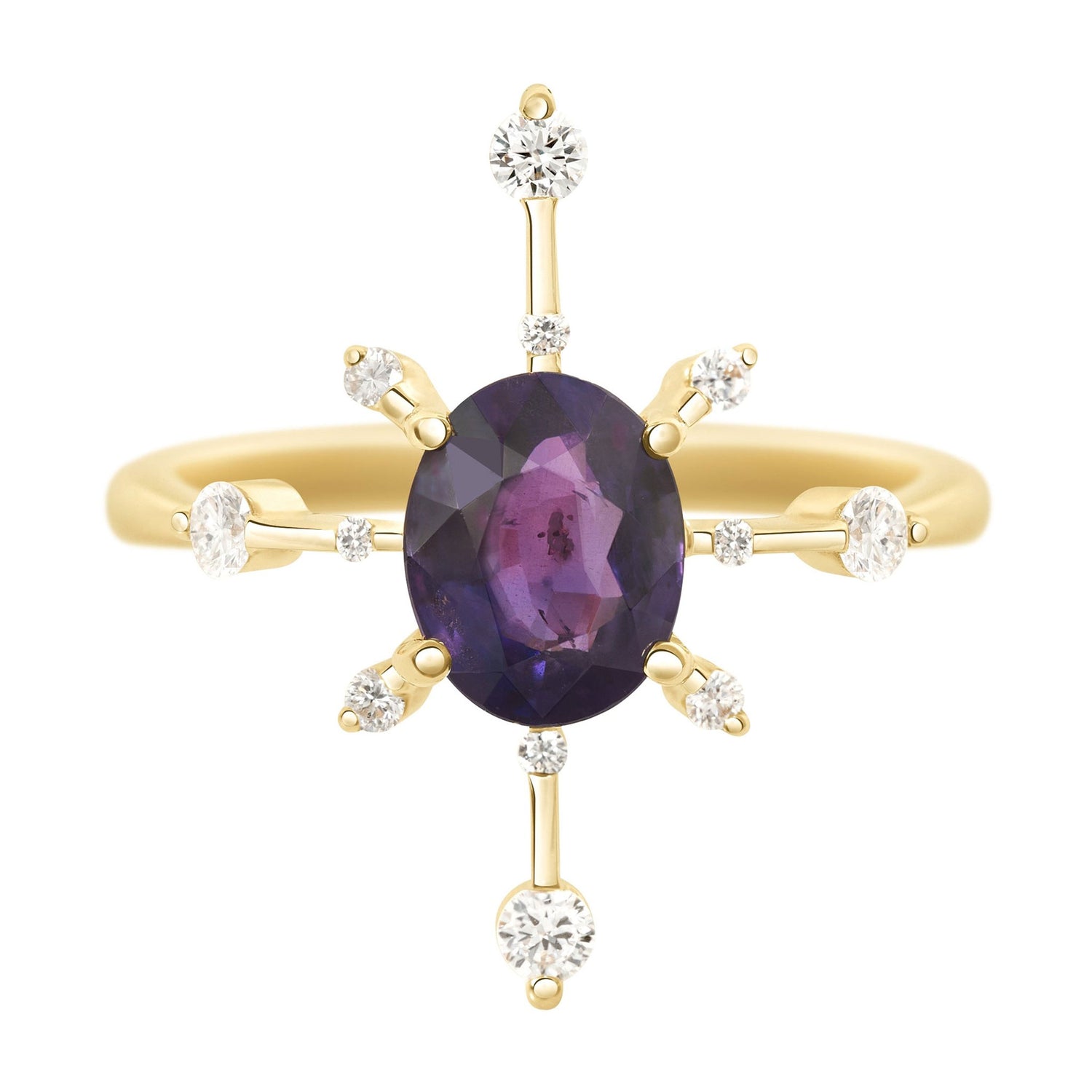 No Heat Purple Sapphire Starburst Ring