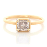 Radiant Champagne Diamond Compass Ring 18k gold engagement ring