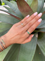 Radiant Champagne Diamond Compass Ring 18k gold engagement ring on model