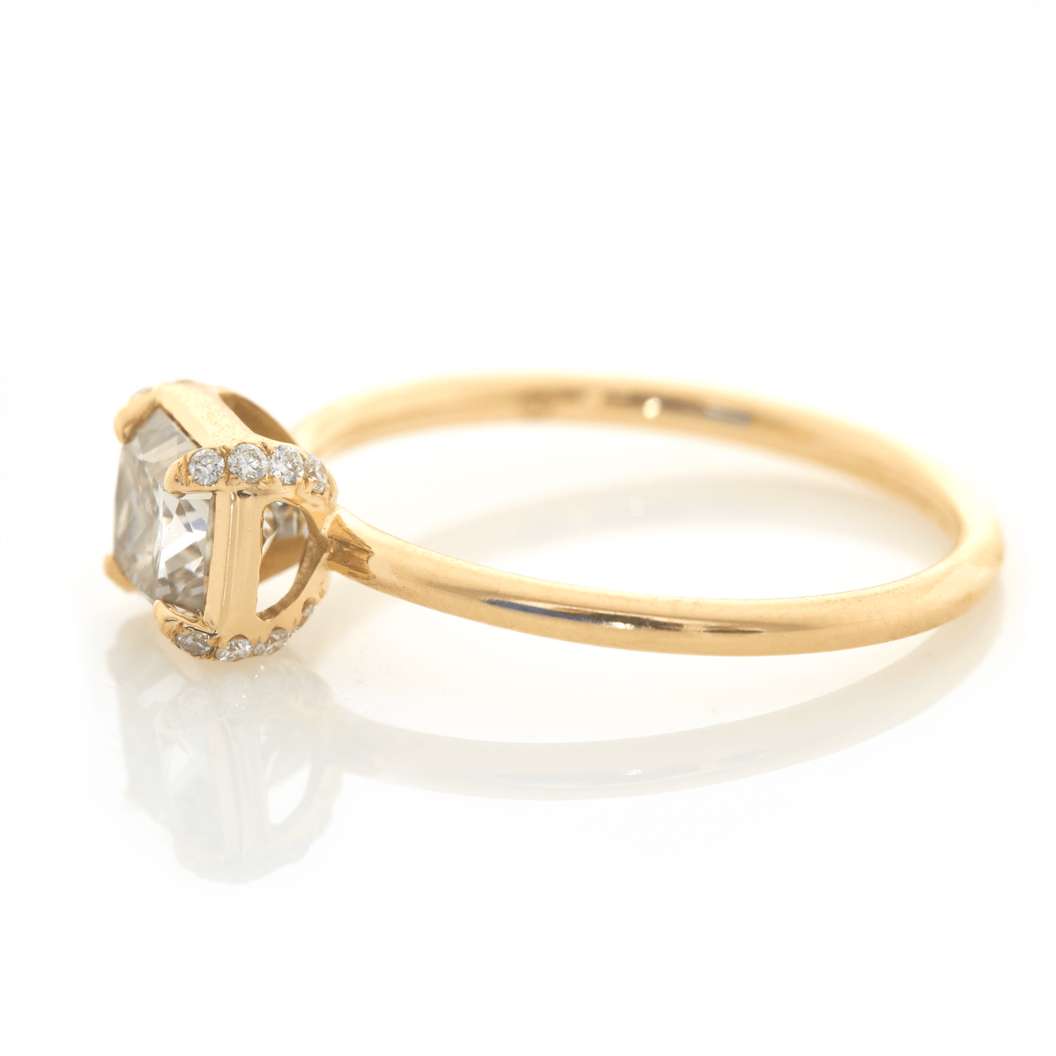 Radiant Champagne Diamond Compass Ring 18k gold engagement ring side view