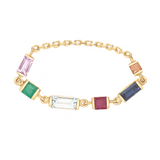 Rainbow Chain Ring 14k gold Stackable ring.