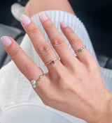 Rainbow Chain Ring 14k gold Stackable ring on model