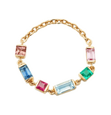 Rainbow Chain Ring 14k gold Stackable ring top view