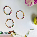 Rainbow Chain Ring 14k gold Stackable ring on model