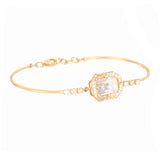 Rainbow Moonstone Aurora Bangle 18k gold Stackable design side view