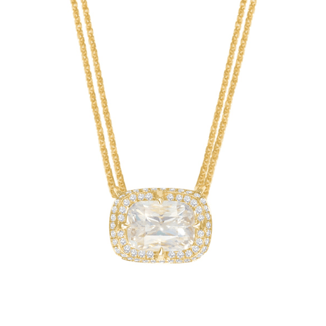 Rainbow Moonstone Aurora Necklace 18k gold Handmade fine jewelry 