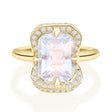 Rainbow Moonstone Aurora Ring 18K gold engagement ring 