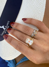 Rainbow Moonstone Aurora Ring 18k gold engagement ring 