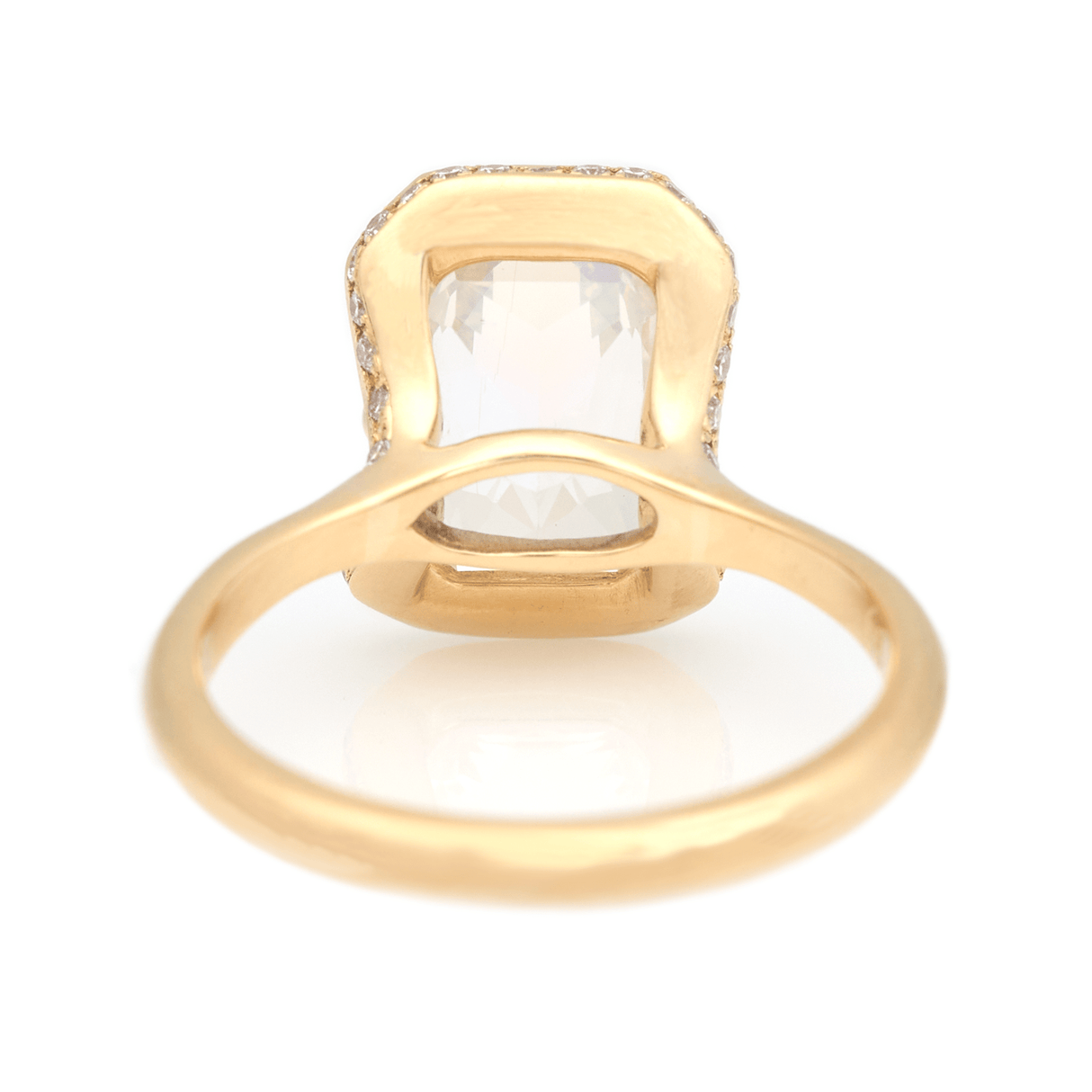 Rainbow Moonstone Aurora Ring 18k gold engagement ring back view