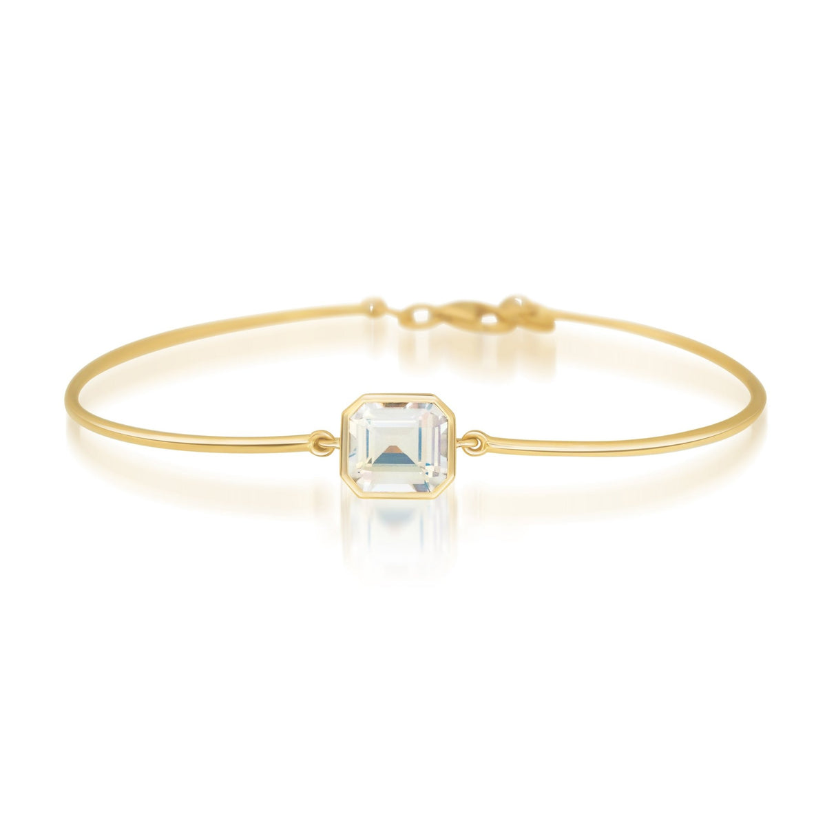 Rainbow Moonstone Bar Bangle 18k gold stackable design