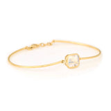 Rainbow Moonstone Bar Bangle 18k gold stackable design side