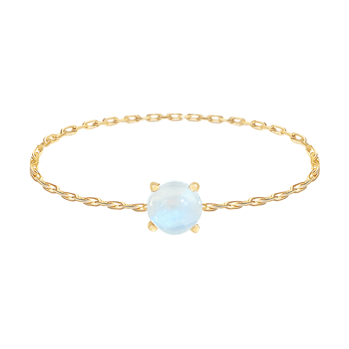 Rainbow Moonstone Chain Ring 14k gold Stackable ring