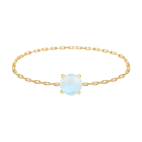 Rainbow Moonstone Chain Ring 14k gold Stackable ring