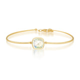 Rainbow Moonstone Cushion Bangle 14k gold handmade fine jewelry