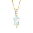 Rainbow Moonstone & Diamond Arrow Pendant Necklace 18K gold handmade fine jewelry