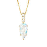 Rainbow Moonstone & Diamond Arrow Pendant Necklace
