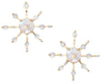 Rainbow Moonstone & Diamond Starburst Earrings 18K Gold Handmade Fine Jewelry
