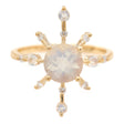 Rainbow Moonstone & Diamond Starburst Ring 18k gold stackable ring