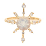 Rainbow Moonstone & Diamond Starburst Ring