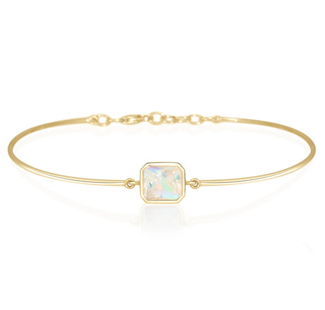 Rainbow Moonstone Radiant Supreme Bangle _18K_Gold_stackable_design