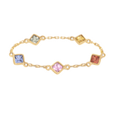 Rainbow Sapphire 5 Stone Chain Ring 14k gold Stackable ring