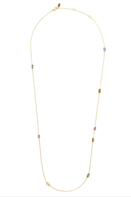Rainbow Sapphire Candy Necklace 18K gold handmade fine jewelry 