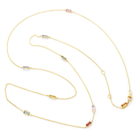 Rainbow Sapphire Candy Necklace 18k gold handmade fine jewelry