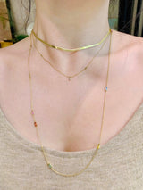 Rainbow Sapphire Candy Necklace 18k gold handmade fine jewelry on model 3